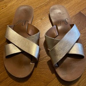 Rose gold Sseko sandals